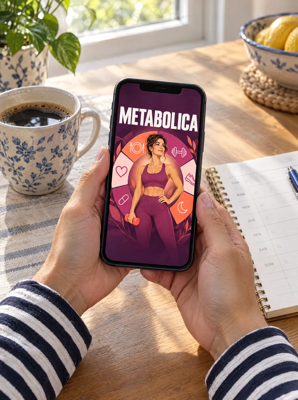METABOLICA aperta sul telefono, in cucina